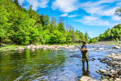 Man fishing in upstate New York