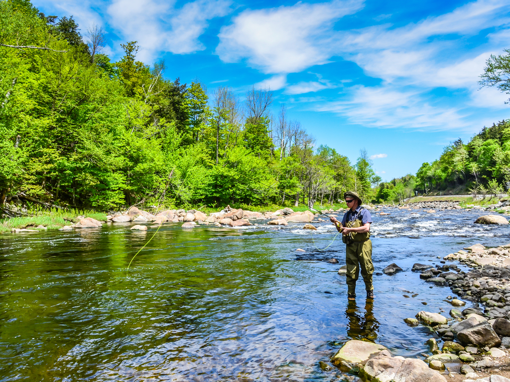 Man fishing in upstate New York