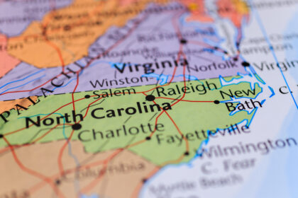 North Carolina on a map