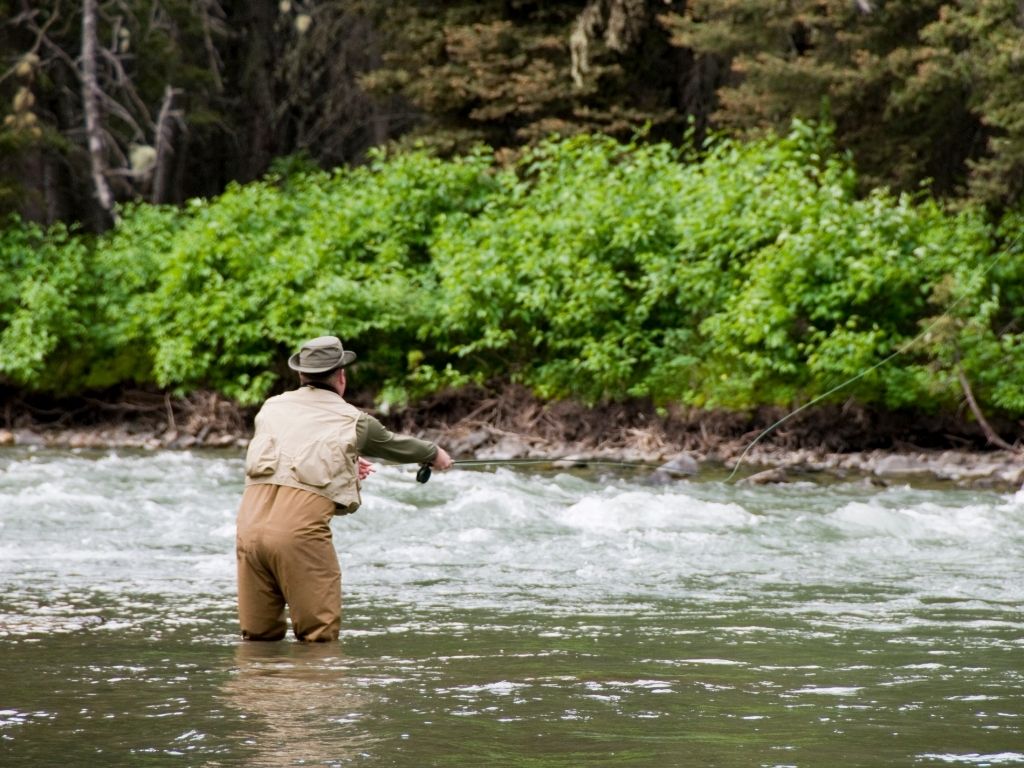 Man fly-fishing in Montana